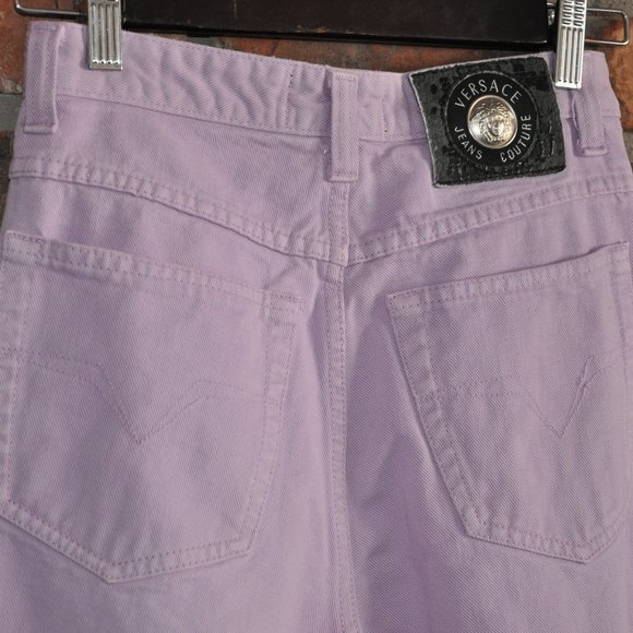 Vintage Versace‎ Couture Jeans High Waisted Pants Light Lilac Purple Waist 26" - Picture 4 of 8